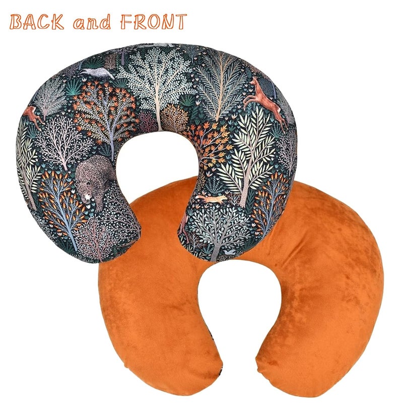 Winmany 2 Pack Baby Nursing Pillow Cover Newborn U-Shaped Breastfeeding Pillowcase Cushion Cover Stretchy Replaceable Forest&Floral Pillow Cover Slipcover 22.5x18 (Forest + Retro Geometry) - Image 5